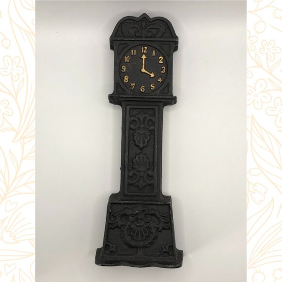 Vintage Cast Iron Grandfather Clock Bank - Picture 1 of 3